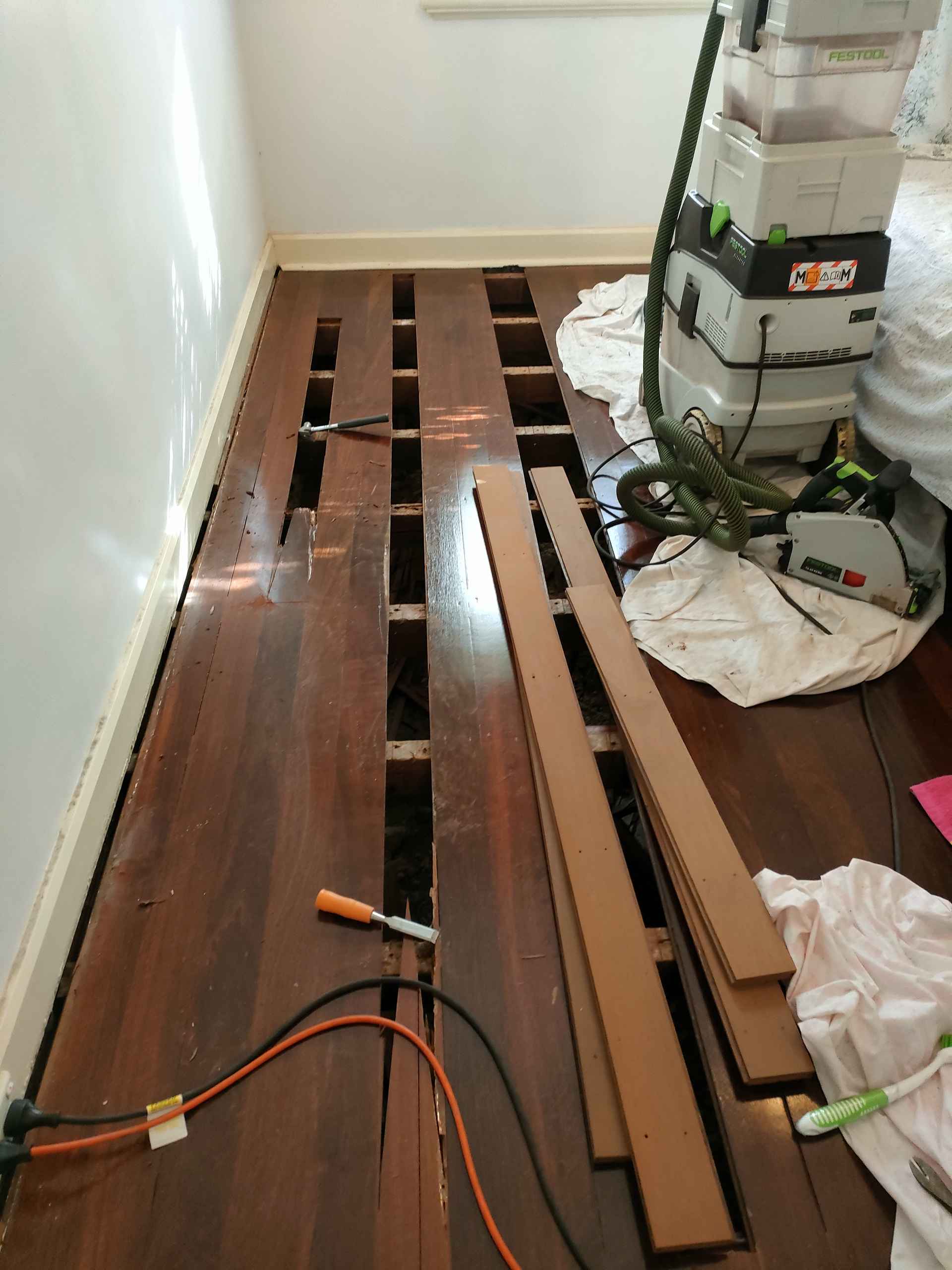 Termite damaged Jarrah floor repair — Ryan's Flooring Perth